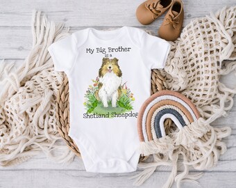 Sheltie Baby Bodysuit, Shetland Sheepdog Baby Gift, Sheltie Lover, Baby Shower Gift, Sheltie Big Sister, Sheltie Big Brother, Sable Sheltie