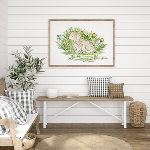 Bunny Art, Watercolor Easter Wall Art, Spring Decor Woodland Nursery Art, Rabbit Nursery Art- Children's Art, Forest Nursery Art image 3