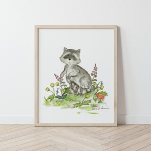 Woodland Nursery Art, Raccoon Nursery Print, Forest Nursery Art, Children&#39;s Art, Children&#39;s Wall Art,Raccoon Wall Art, Raccoon Art Print