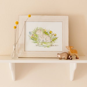 Bunny Art, Watercolor Easter Wall Art, Spring Decor Woodland Nursery Art, Rabbit Nursery Art- Children's Art, Forest Nursery Art image 5