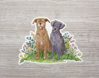 Lab Sticker, Labrador Sticker, Chocolate Lab and Black Lab, Lab Gift, Lab Lover Gift, Vinyl Dog Sticker, Waterproof Sticker, Dog Lover Gift