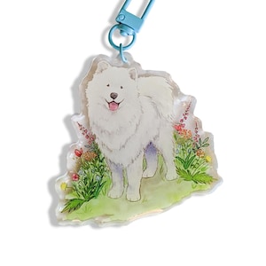 Samoyed Keychain, Samoyed Gift, Samoyed Keyring, Samoyed Lover Gift, Samoyed Art, Dog Mom Gift, Pet Parent Gift, Gift for Dog Lover