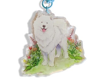 Samoyed Keychain, Samoyed Gift, Samoyed Keyring, Samoyed Lover Gift, Samoyed Art, Dog Mom Gift, Pet Parent Gift, Gift for Dog Lover