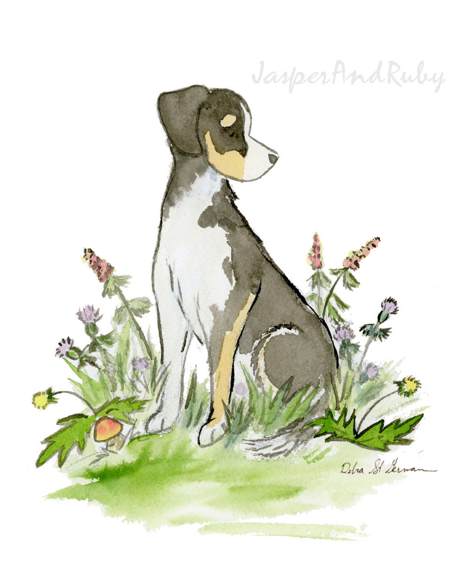 Mixed Breed Dog Art Mutt Art Dog Nursery Print Hound Mix Etsy