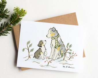 Aussie Weihnachtskarten-Set, Australian Shepherd Urlaub, süße Aussie Karte, Aussie Geschenke, süße Hunde Weihnachtskarte, Aussie Liebhaberkarte