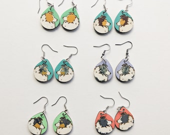 Sheltie Earrings, Shetland Sheepdog Gift, Sheltie Lover Gift, Dog Lover Gift, Sheltie Jewelry, Laser Engraved Earrings, Hand painted