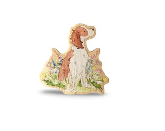 Wooden Springer Spaniel Pin, Spaniel Lover Gift, Springer Spaniel Mom, Spaniel Jewelry, Dog Lover Gift, Stocking Stuffer, Easter Basket Gift
