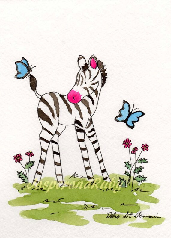 Items similar to Zebra Nursery Art Baby Zebrahot pink 8X10 Archival PRINT Nursery Wall Decor