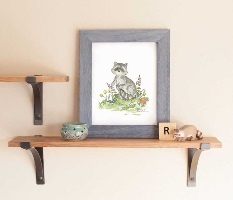 Woodland Nursery Art, Raccoon Nursery Print, Forest Nursery Art, Children's Art, Children's Wall Art,Raccoon Wall Art, Raccoon Art Print image 4