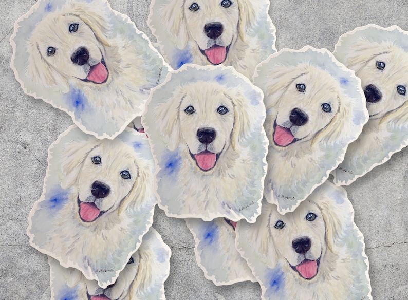 WickedGoodz Golden Retriever Vinyl Decal - 5.66" Die-Cut Bumper Sticker, Black & White, Waterproof - View #4