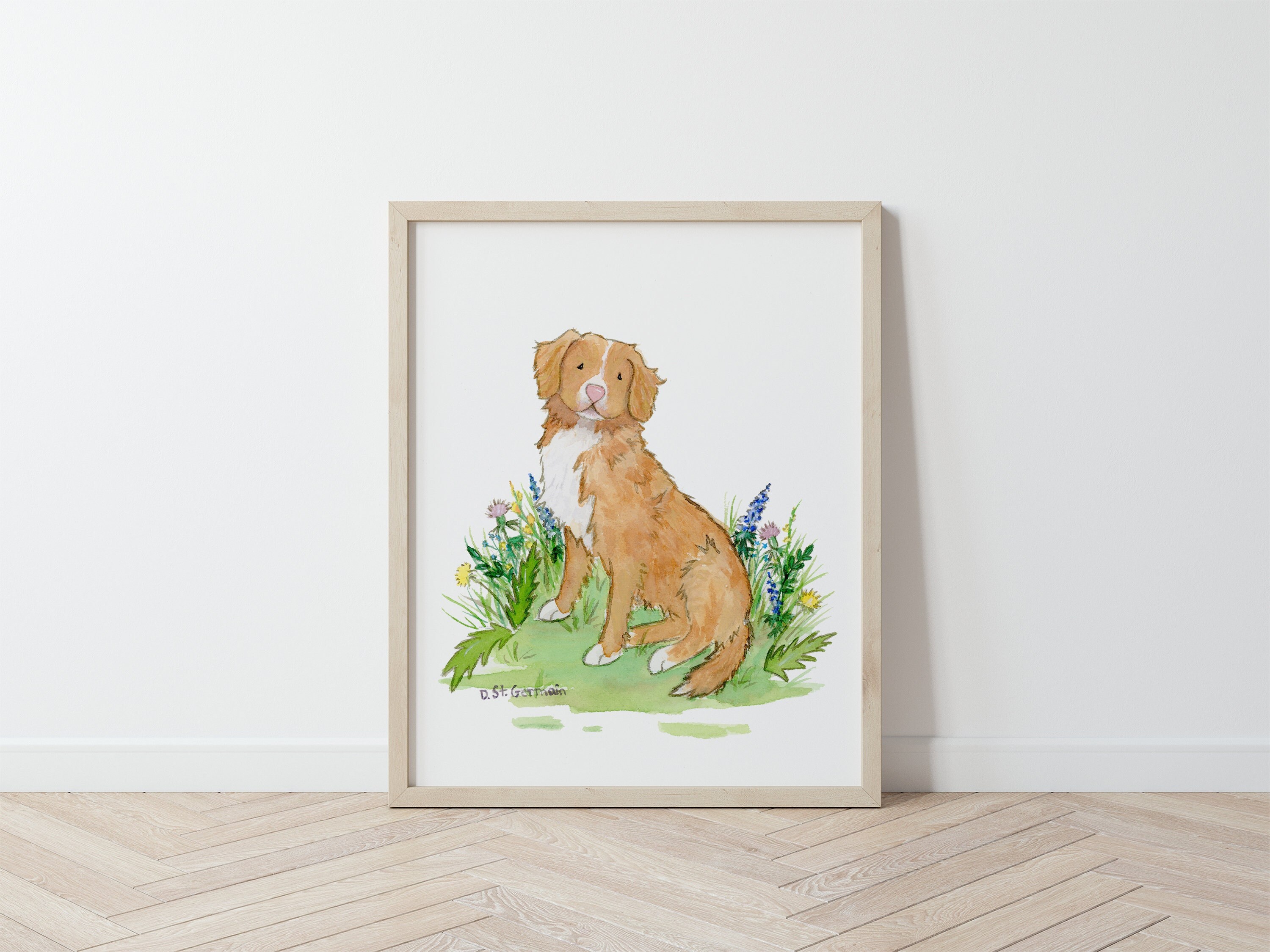 Nova Scotia Duck Tolling Retriever Art, Toller Painting, Toller Gift, Watercolor Dog Art, Puppy Nursery Art, Cute Dog Art, Dog Lover Gift