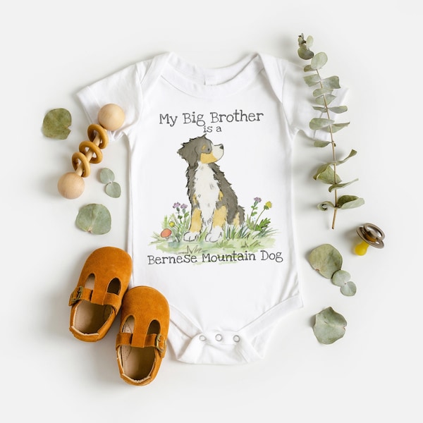 Bernese Bodysuit, Custom Bernese Baby Clothes, Bernese Mountain Dog, Bernese Lover, Baby Shower Gift, Bernese Big Sister Bernese Big Brother