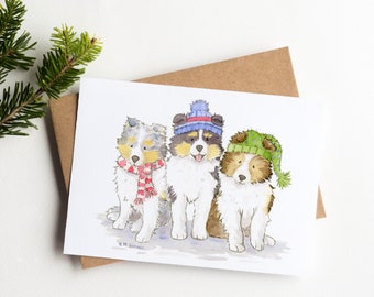 Sheltie Christmas Card Set, Shetland Sheepdog Holiday Card, Cute Sheltie Greeting Card, Dog Lover Card, Sheltie Mom Card, Sheltie Lover Gift