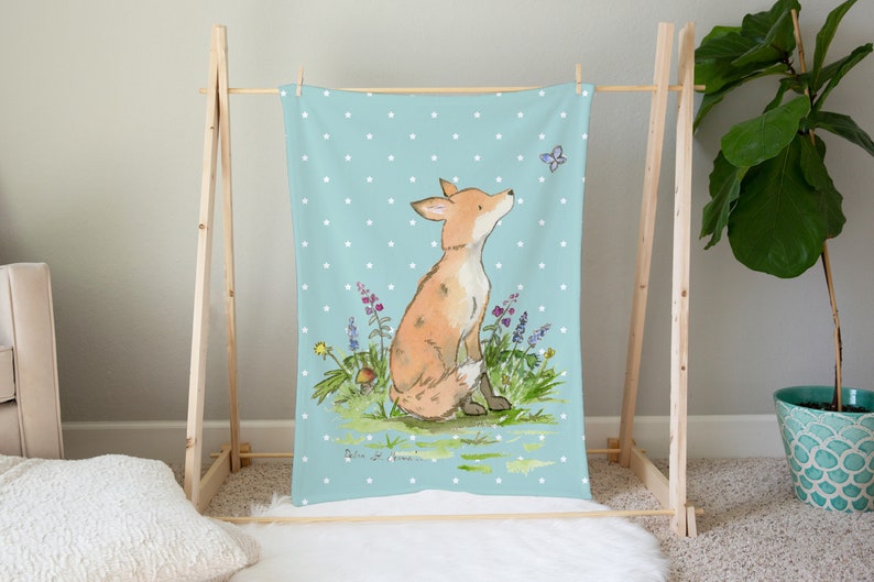 Cute Fox Baby Blanket Soft Minky Blanket Fleece Baby Etsy