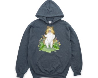 Kids Sheltie Hoodie, Shetland Sheepdog Sweatshirt, Sable Sheltie Shirt, Cute Dog Hoodie. Youth Sheltie Hoody, Dog Lover Gift, Sheltie Lover