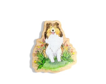 Wooden Sheltie Pin, Shetland Sheepdog Gift, Sheltie Lover Gift, Sable Sheltie, Sheltie Mom, Dog Mom Gift, Dog Lover Gift, Stocking Stuffer