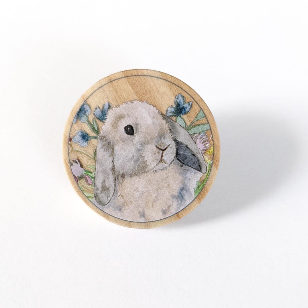 Wooden Holland Lop Pin, Blue Tort Holland Lop, Rabbit Lover Gift, Bunny ...