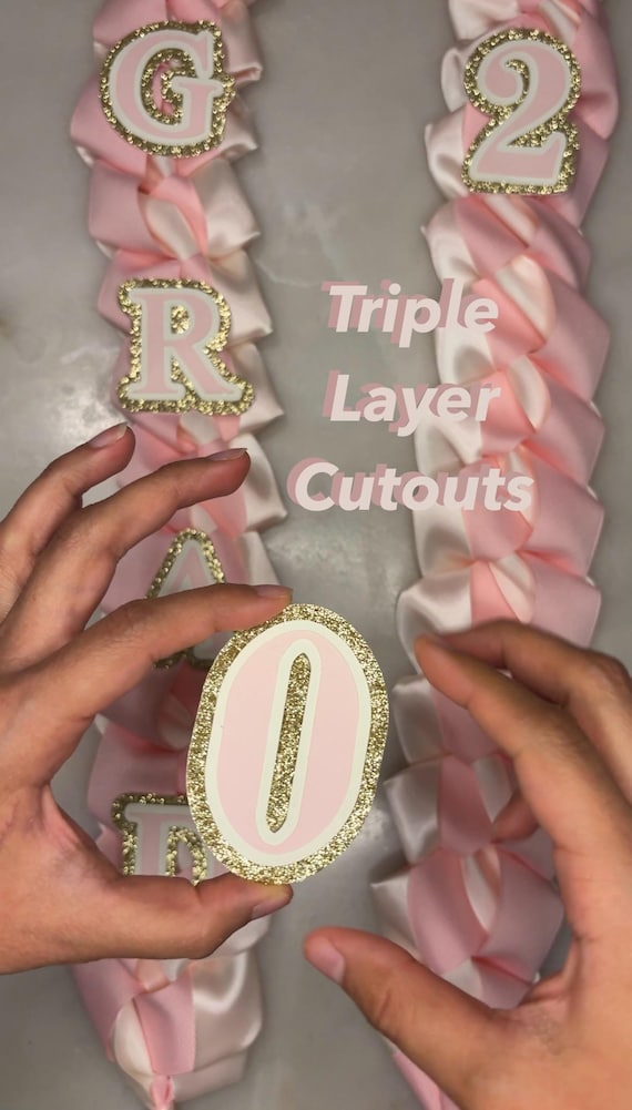 Triple Layer Cardstock Cutouts, DECORATIVE FONT, Graduation Lei, Homecoming Mum, Class of 2026-2027 (Custom-made)