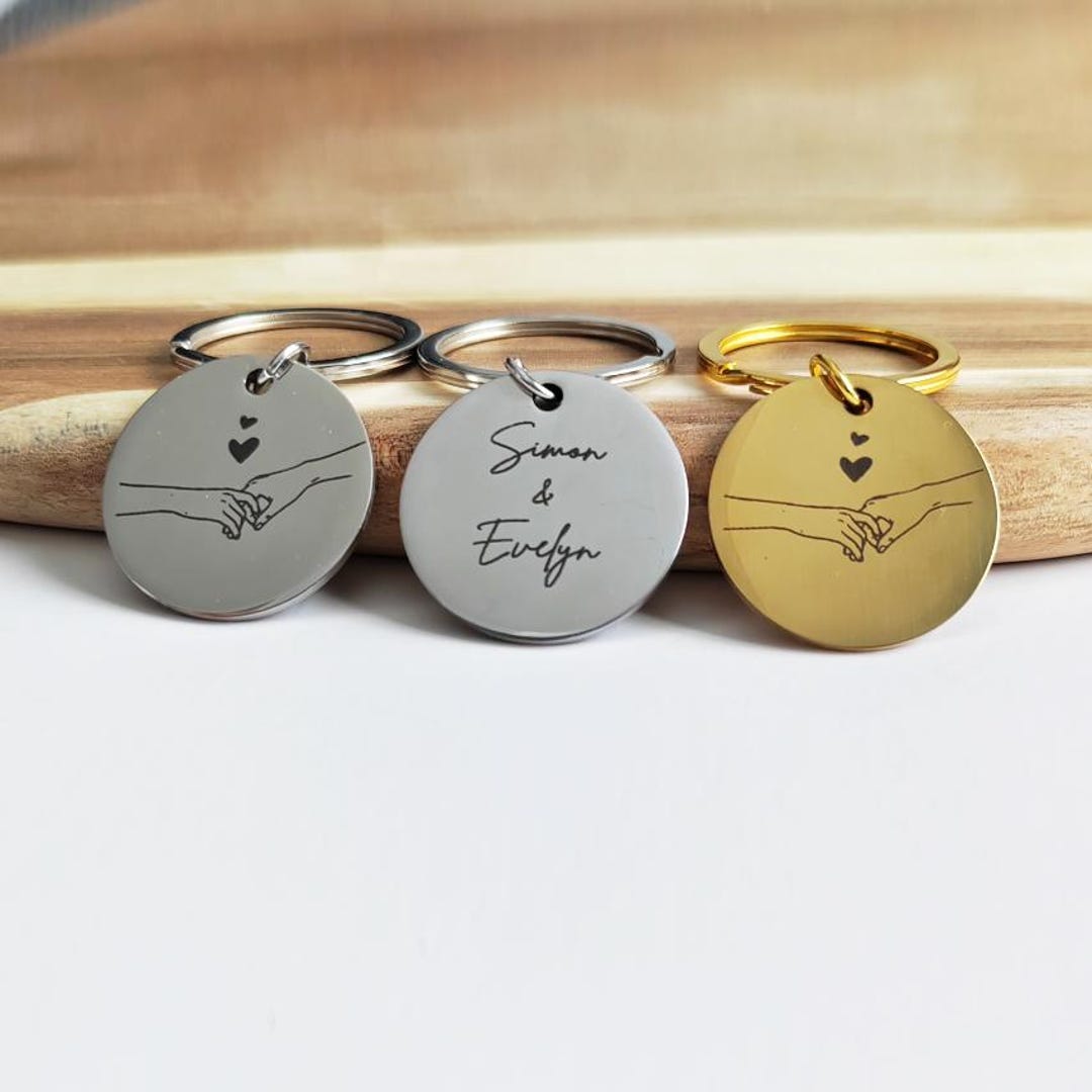 Key Ring Sentiment Personalized Keyrings, Romance Holding Hand Promise Keyring, Engraved ...