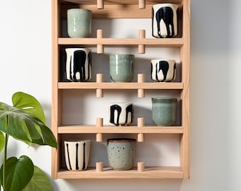 Solid Hardwood Mug Shelf - Wall Mounted, Designed & Handmade in the UK, Multiple sizes