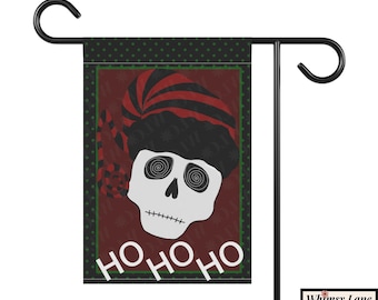 Goth Christmas Garden Flag | Skull Santa Gothmas Holiday Yard Decor