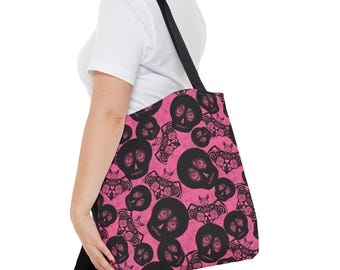 Borsa tote grunge / Borsa in tela stile gotico / Motivo disegnato a mano / Idea regalo alternativa