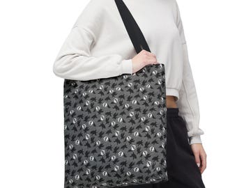 Borsa tote grunge / Borsa in tela gotica / Arte ispirata a Poe / Design con corvo in stile dark / Idea regalo alternativa