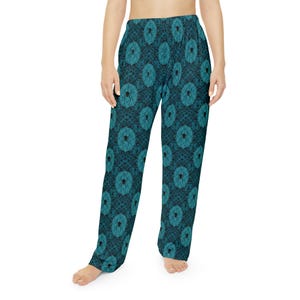 Spider Pajama Pants | Teal Gothic Lounge Bottoms | Dark Academia Sleepwear | Hand Drawn Art