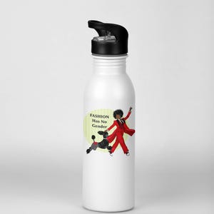 Nonbinary Fashion Sticker | Black Dapper Zoot Suit Walker | Poodle Companion | Fashion Has No Gender LGBTQ Decal