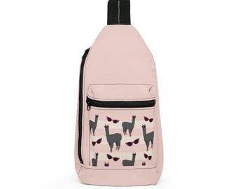 Borsa a tracolla con lama / Borsa a tracolla carina / Design con occhiali da sole rosa a occhi di gatto / Motivo a righe / Borsa casual per tutti i giorni / Idea regalo divertente