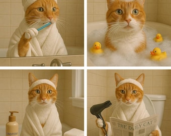 Custom Pet Portrait 5x7 Framed Animal Art, Choose your Theme, Setting, Style I Bathroom, Pirate, etc I Dog&Cat Personalized Framed Photo