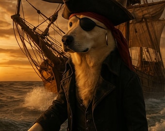 Custom Pet Canvas 8x10 Portrait, Animal Art, Choose your Theme, Setting, Style I Bathroom, Pirate, Royal, etc | Dog&Cat Personalized Art