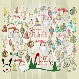 Vintage Christmas PNG files in Mid Century, Modern and Traditional Colors image 2