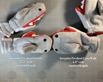 IRREGULAR - Easy On Super Soft Double Fleece Lined Baby Shark Puppet Mittens - Toddler/Preschool Sized