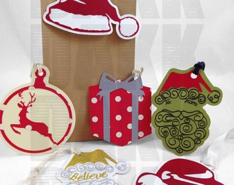 Santa Hat and Deer Cut Files for Tags and Printing SVG and PNG Files