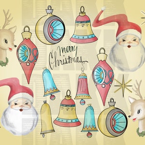 Vintage Christmas PNG files in Mid Century, Modern and Traditional Colors image 4