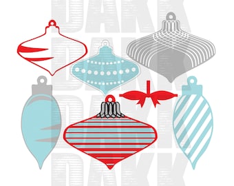 Retro Christmas Tree Ornament Bulb Tags Pack SVG and PNG Files
