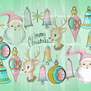 Vintage Christmas PNG files in Mid Century, Modern and Traditional Colors image 3