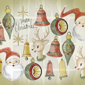 Vintage Christmas PNG files in Mid Century, Modern and Traditional Colors image 1