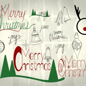 Vintage Christmas PNG files in Mid Century, Modern and Traditional Colors image 5