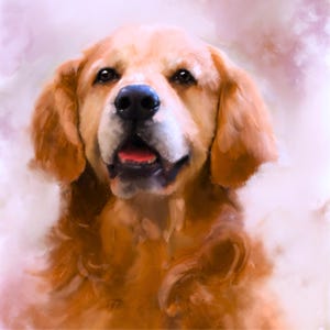 Aangepast huisdierportret| Mix van olieverf- en aquarelstijl | Digitaal | Hondenportret van foto | Gepersonaliseerde kunst | Herdenkingsschilderij