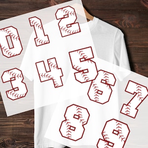 Baseball numbers 0-9 Bundle Dtf heat transfer