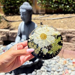Epoxy Resin Black & Clear Coasters with Real Dried Flowers