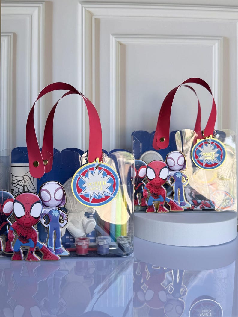 Personalized Spiderman Gift Bags , Cute Spideman Gift, Kids Party Favor , Children Spiderman Gitf , DIY Kids Ornament image 1