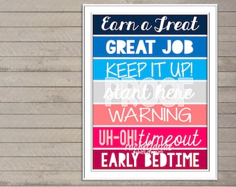 Printable Behavior Chart - boy & girl - pink and blue - Double Ombre - 4 Options