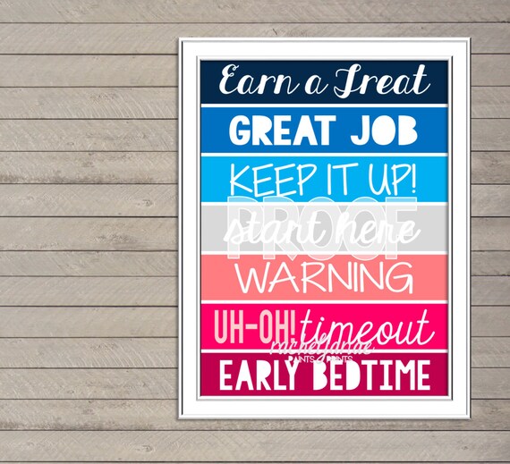 Printable Behavior Chart Boy &amp; Girl Pink and Blue Double | Etsy