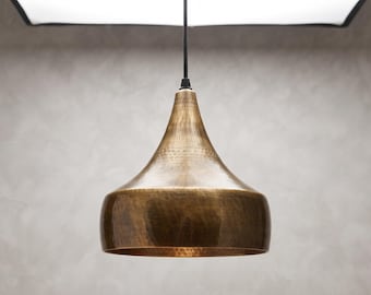 Ręcznie robiona lampa wisząca z kutej miedzi | Duża lampa sufitowa w stylu marokańskim | Rustykalne oświetlenie wyspy kuchennej | Lampa wisząca w kolorze antycznego mosiądzu