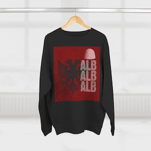 Albanian Eagle & Plis Sweatshirt: Distressed Albania Flag Crewneck