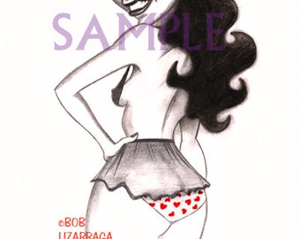 Bettie Page Caricature Print