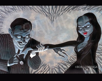 Addams Family GOMEZ and MORTICIA Valentine Art Print